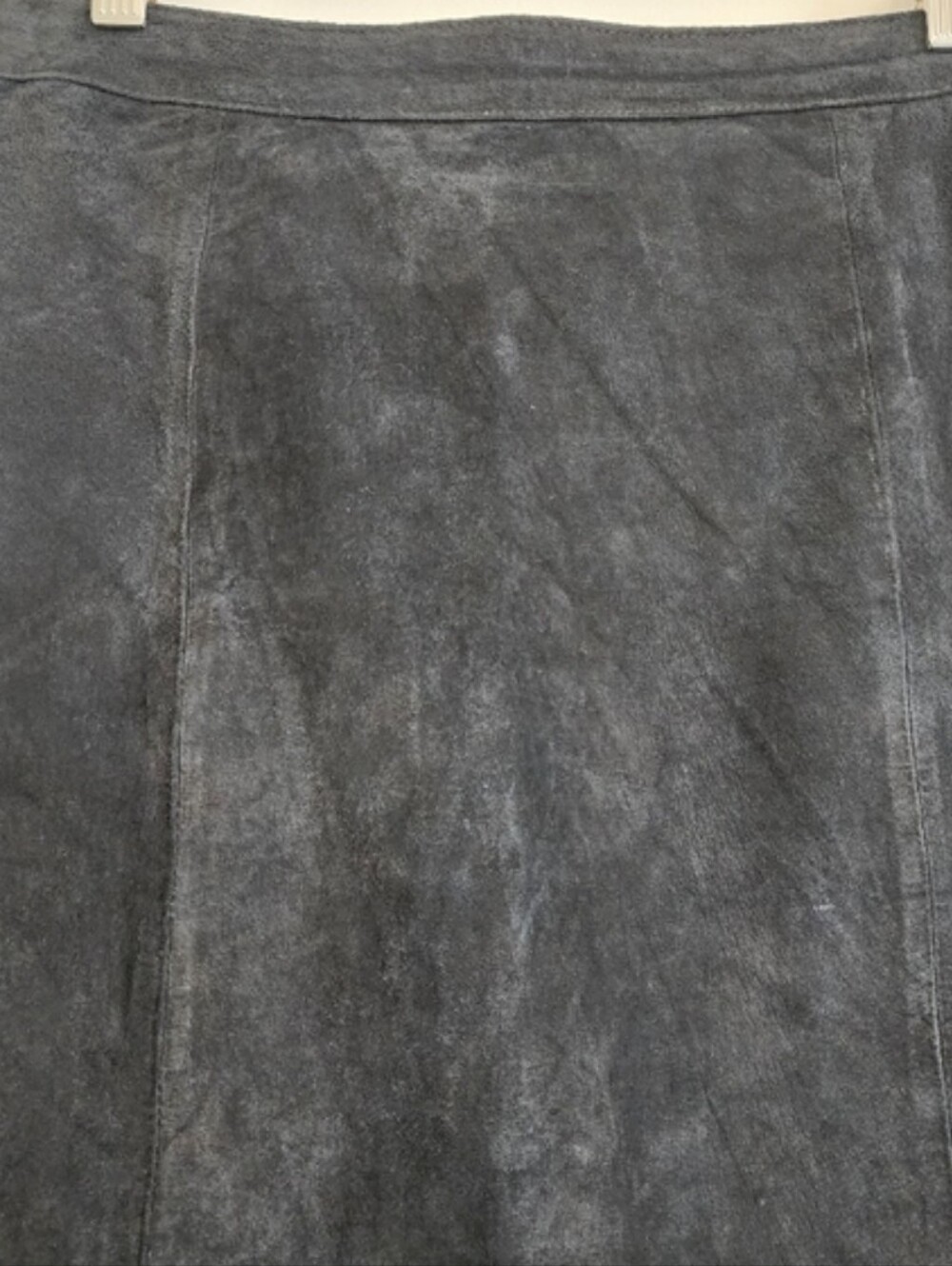Vintage Black Suede Genuine Leather Pencil Skirt Back Slit 12 Cayenne Leather - Picture 3 of 10